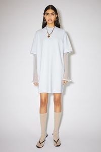 Acne Studios pale blue casual t-shirt dress is made of cotton with an Acne Studios logo at the centre front.