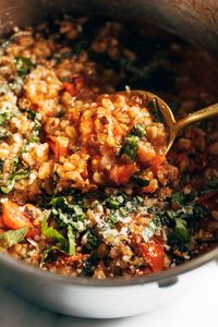 One-Pan Farro with Tomatoes and Kale Recipe - Pinch of Yum