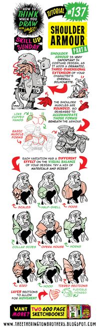 The Etherington Brothers: How to THINK when you draw SHOULDER ARMOUR tutorial - #SkillUpSunday!