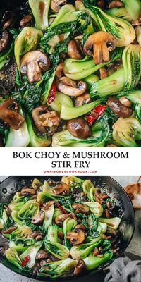 An easy bok choy mushroom stir fry that can be whipped together quickly for a speedy weekday dinner. The tender mushrooms and crisp bok choy are brought together with a gingery garlicky brown sauce, which tastes comforting and satisfying. Serve it as a side or a main course over steamed rice. {Vegan, Gluten-Free Adaptable}