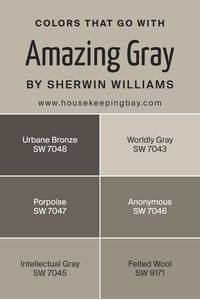 Colors that complement Amazing Gray SW 7044 by Sherwin Williams play a crucial role in creating a cohesive and appealing color scheme in any space. These colors harmonize with Amazing Gray, providing balance and enhancing the overall aesthetic. For instance, pairing it with Urbane Bronze SW 7048 can ground the softness of Amazing Gray with its rich, earthy depth, adding a layer of sophistication.