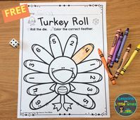 This free Thanksgiving roll & cover page is a simple to prepare, fun Thanksgiving game that practices numbers, subitizing, and addition. It can be played individually or in small groups as a game. Click to download 2 differentiated versions to use with your preschool, kindergarten, or first grade students.