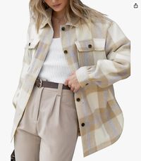 [Material]-The womens shacket jacket made with high quality flannel.The flannel fabric is soft, wear-resistant, and has good warmth retention.soft to the touch and comfortable to wear.best for autumn and winter. [Feature]-The flannel shirt,Button front top,Collared,New Plaid print,Two chest flap pocket,Single button on cuff,Oversized fit,Drop shoulder,high quality flannel,Unlined.womens fashion shacket [Shackets for Women]-So versatile is our flannel button down pocket top that can be worn open as a jacket or closed as a shirt!loose fitting, casual style.A perfect gift for your friends, roomate and your family.