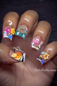 Short cartoon/ colorful nails