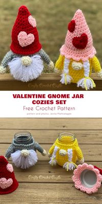 Valentine Gnome Jar Cozies