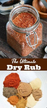 The Ultimate Dry Rub recipe. This is a great Dry Rub for ribs, for chicken, brisket, chicken wings, and more. Use this dry rub on any meat that you’re grilling, smoking, or cooking in the oven. #meats #spices #dryrub #spicemix #grilling #bakedmeats