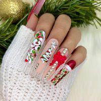 Luxury Christmas Press on Nails Glue on Nails Long Nails Stick on Nails Fake Nails Gifts for Her Coffin Nails Reusable Nails - Etsy