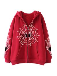 Top Seller for Y2k Emo Women Streetwear Hoodie Spider Punk Zip Up Hoodies Graphic Oversized, Women's Clothing