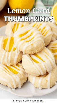 Lemon Curd Cookies are the best lemon cookies ever! These shortbread thumbprint cookies are fun and easy to make with lots of lemony flavor.