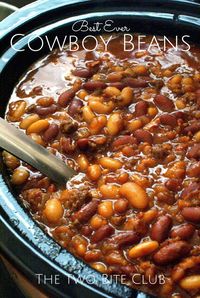 Best Ever Crock Pot Cowboy Beans | thetwobiteclub.com