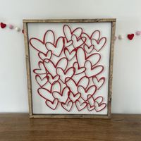 "Red heart background ❤️ White distressed plywood background with a 3D red heart cutout (to change the background or lettering color, put a note in the comment section at checkout) Available in 3 sizes: 17\" x 21\" x 1.5\" 21\" x 24\" x 1.5\" 25\" x 28\" x 1.5\" Need a different size? Shoot me a message! Give or take half an inch on all measurements. Each sign has a claw hook hanger for easy hanging. I will do my absolute best to get your sign shipped to you as soon as possible! These signs need