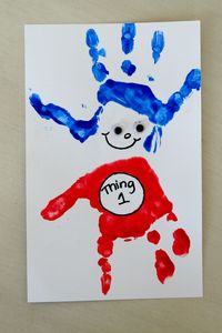 Dr Suess Inspired Thing 1 and Thing 2 Handprint Art