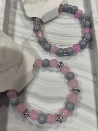 Glass bead bracelets. Pink/Grey and SPARKLE