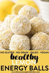 These Lemon Energy Balls are soft, melt-in-your mouth healthy no-bake energy bites with a refreshing coconut lemon flavor.  Plus, these energy balls contains 3.6 g protein and they are perfect as a post work out protein snack too!