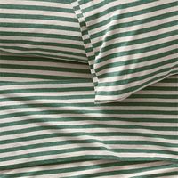 Modern Organic Heathered Jersey Green Stripe Kids Sheet Set | Crate & Kids | Crate & Kids