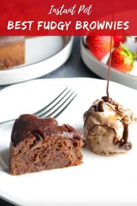 These moist & fudgy Instant Pot Brownies are so easy to make from scratch. Enjoy with some vanilla ice-cream for a perfect dessert! | pipingpotcurry.com