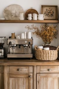 Discover over 30 stunning fall coffee bar setups, perfect for adding a seasonal touch to your kitchen! Find modern and farmhouse decor ideas to inspire your own design.