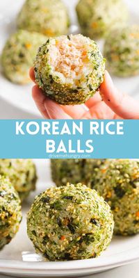 Korean rice balls (jumeokbap) are made with sticky short-grain rice that's rolled into balls & covered with seaweed. Add tuna or bulgogi filling for a quick and easy snack or meal!