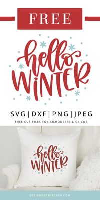 Free hello winter svg cut file for silhouette and cricut! Make some cute DIY craft projects with this free winter svg file. Cut or print the craft file and make home decor, clothes, signs, mugs and more. #winter #svg