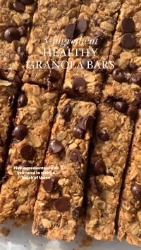 Five ingredients are all you need to make a batch of these easy Homemade Granola Bars. These homemade granola bars are gluten free, soft baked, studded with chocolate chips, and perfect for healthy snaking. You'll never buy store-bought granola bars again!