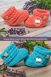 Crochet baby boots pattern, newborn booties pattern, crochet baby shoes tutorial, handmade, DIY, homemade, Instant Download 4023