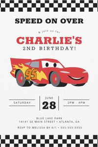 Rev up the excitement with this Cars Lightning McQueen Birthday Party Invitation! 🚗 Perfect for any little racer's party theme, this invitation template brings the speed and fun of Lightning McQueen to life. Get ready for a high-octane celebration that'll have everyone racing to RSVP!