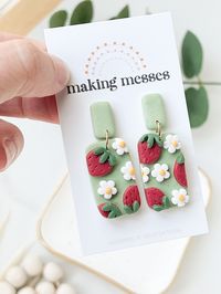 CLAY EARRINGS Strawberry Earrings Fruit Earrings for Summer - Etsy