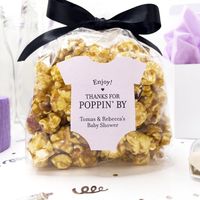 Thank you baby shower stickers and favor labels. Popcorn favor labels you can customize with your text and colors. Unique shapes. Free personalization and fast shipping!