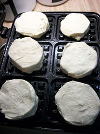 Kids love this! It was so easy too!  Canned biscuits on a waffle iron, makes great waffles -SO good. We dipped them in cinnamon sugar first.