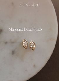 14K Yellow Gold | Marquise Bezel Studs are bezel set marquise shaped lab diamond earrings with friction backs.