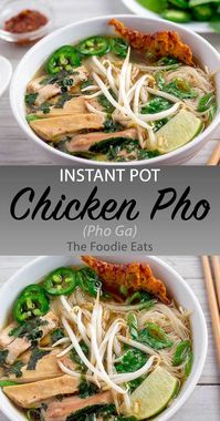 Pressure Cooker Pho Ga (Chicken Pho) - This is the Vietnamese version of chicken noodle soup, with a rich broth that has great depth of flavor. And while traditional pho takes hours to make, this version is ready in just about an hour. #InstantPot #chickenpho #phoga #chickennoodlesoup