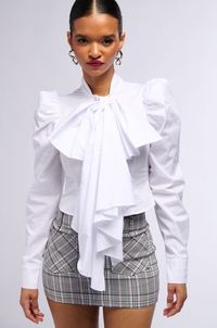 IN YOUR EYES BLOUSE WITH BOW IN WHITE