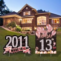 PRICES MAY VARY. [Unique Design]: Embrace a warm and sweet rose gold theme with our 'happy birthday yard sign', featuring shining numbers "13th" and "2011", and rich party decoration elements such as cakes, gifts, balloons, and fireworks. These happy birthday sign for yard are perfect for 13th birthday decorations for girls, with vibrant and colorful fonts that are sure to catch the attention of passers-by, making them the best decorations for birthday parties. [Package Included]: The set includ