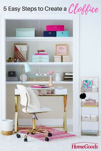 Create an at-home office, no matter what your space limitations are. We’ve turned this extra closet into an office space to show you how to make a cloffice! Head to our blog to learn how to create your own glam, girl boss space!