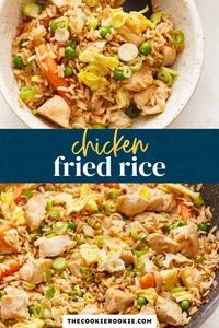 Loaded with colorful veggies and tender chicken, this delicious Chicken Fried Rice is an easy one pan meal that's packed with flavor, the whole family will love it!