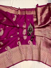 Price:1950+$ Banarasi crape Georgette silk saree with blouse 5Y14