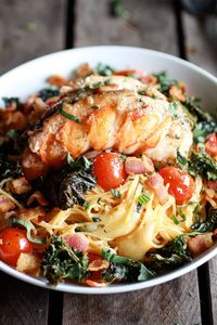 Brown Butter Lobster, Bacon + Crispy Kale and Fontina Pasta | halfbakedharvest.com