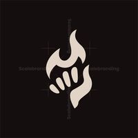 Modern and unique iconic stylized Fire Hand Logo.