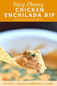 This deliciously smoky cheesy chicken enchilada dip is a perfect party appetizer. You can prep it ahead and bake it just before serving. Seven easy ingredients combine to create an amazing flavor in a dip that's sure to disappear.