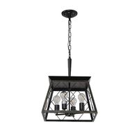 Keazile Tryns 16 in. 4-Light Black Gold Farmhouse Chandelier Light Fixture with Caged Metal Shade KZ-L1010 - The Home Depot