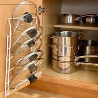 #ad Kitchen Storage Cabinet Pot Lid Rack Cover Holder Organizer Pantry Cupboard Whit