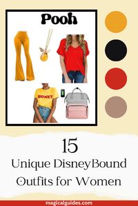 Find the pieces from this Winnie Pooh Outfit linked here. Check out 15 other unique DisneyBound outfits for women as well. Disneybound Winnie the Pooh Outfits are the easiest for casual style and one of my favorites for the parks!