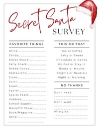 Secret Santa Survey - Etsy