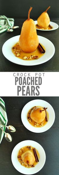 This #simple recipe for Crock Pot Poached Pears is the perfect way to serve a light, healthy, budget friendly and delicious dessert following a hearty family dinner. #easy #healthydessert #slowcooker #crockpot #healthier #light #fruit