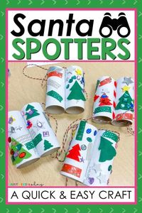 This quick and easy Christmas craft is the perfect Christmas Eve craft or preschool craft. These Santa Spotters bincoulars are simple and fun and are the perfect Christmas activity for your preschool or kindergarten learner! #christmascrafts #preschool #christmasactivities