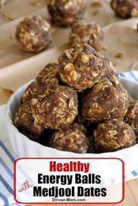 Healthy Energy Balls sweetened with Medjool Dates. These no-bake, raw bites are filled with wholesome ingredients like oatmeal and sunflower seed butter.