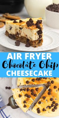 This easy and creamy cheesecake, is filled with yummy chocolate chips, topping a chocolate chip cookie crust, all cooked in the air fryer.