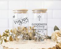 Bible Verse Affirmation Iced Coffee | 16 oz Libbey Glass Can Tumbler Wrap | Scripture Sublimation | Iced Coffee Wrap Design | Christian Gift