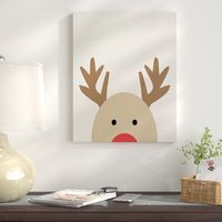 East Urban Home 'Reindeer' Print Format: Wrapped Canvas, Size: 10" H x 8" W