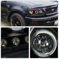 Ford F150 1997-2003 Black Halo Projector Headlights with LED Eyebrow